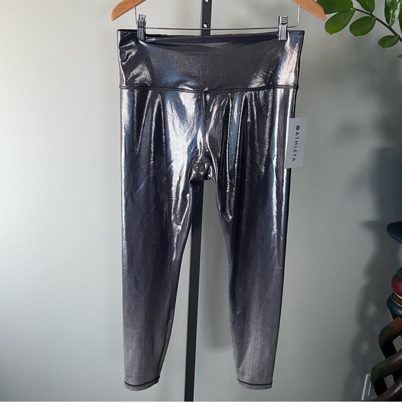 Athleta Elation Shine Tight Compression Legging Pant Silver Ombre Size Large NWT - Picture 7 of 7